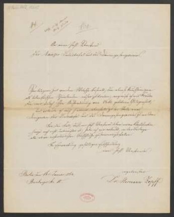 Brief an Franz Schott und Mainzer Liedertafel : 16.01.1864