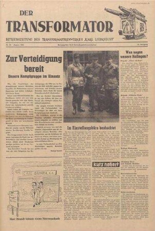 TRO-Betriebszeitung 'Der Transformator'; Nr. 30/1961 (August 1961)