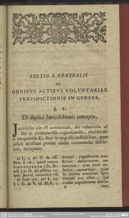 Sectio I. Generalis De Omnibus Actibus Voluntariae Iurisdictionis In Genere