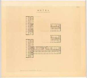Großstadthotel Schinkelwettbewerb 1952: Grundriss 5. bis 7.OG 1:200