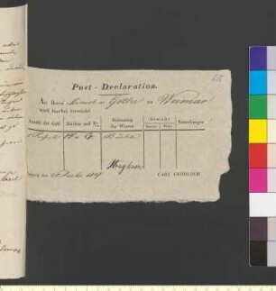 Brief von Cnobloch, Carl an Goethe, Johann Wolfgang von