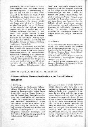 Frühneuzeitliche Tierknochenfunde aus der Curia Eckohorst bei Lübeck