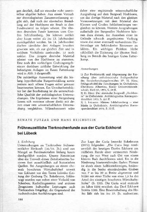 Frühneuzeitliche Tierknochenfunde aus der Curia Eckohorst bei Lübeck