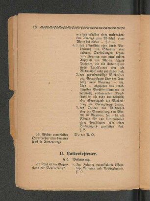 II. Lotteriesteuer.