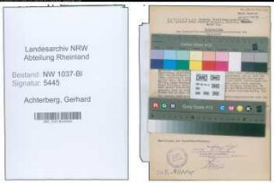 Entnazifizierung Gerhard Achterberg , geb. 04.08.1904 (Verwaltungsangestellter)