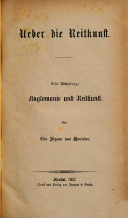 Ueber die Reitkunst, 1