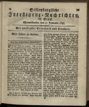 VI.Stück. Sonnabends: den 11. Februar 1797.