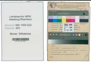 Entnazifizierung Wilhelmine Binner , geb. 22.07.1913 (Kauffrau)