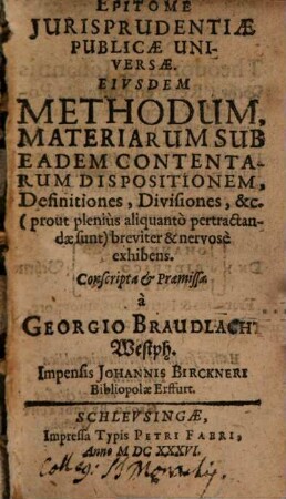 Epitome Jurisprudentiae publicae universae