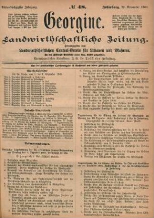 Achtundsechzigster Jahrgang. No. 48. Insterburg, 29. November 1900.