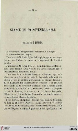 Séance du 30 novembre 1861