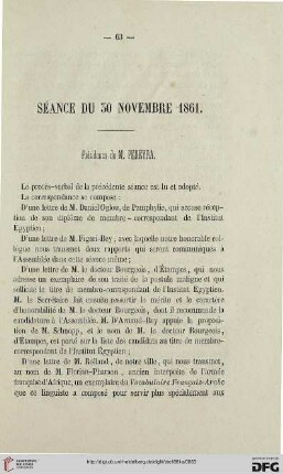 Séance du 30 novembre 1861