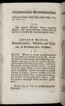 Zweytes Capitel. Von den Linien, Winkeln und Figuren, in Ansehung ihrer Gleichheit.