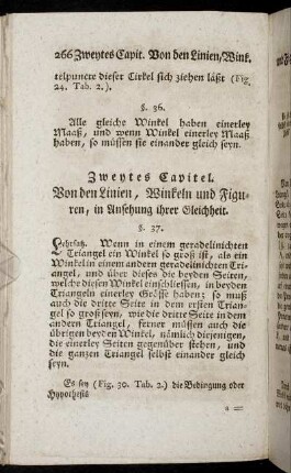 Zweytes Capitel. Von den Linien, Winkeln und Figuren, in Ansehung ihrer Gleichheit.
