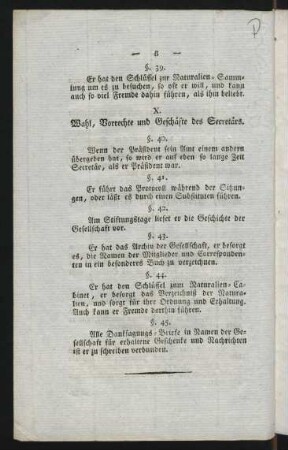 Wahl, Vorrechte und Geschäfte des Secretärs