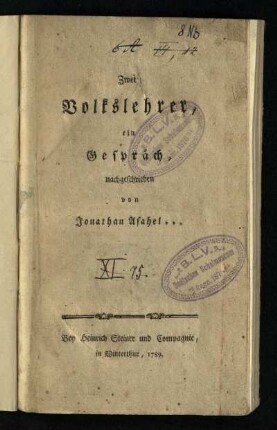 Zwei Volkslehrer : ein Gespräch