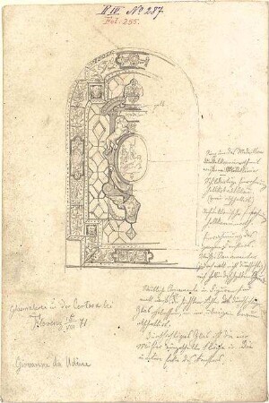 Walther, Conradin; u. a. Deutschland; Italien; Sammlung Conradin Walther: Band IV, Nr. 246 - 301 (fol. 215 - 269) - Glasmalerei an der Certosa bei Florenz (Teilansicht)