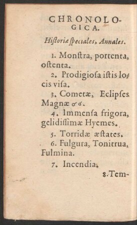 Chronologica. Historiae speciales, Annales.