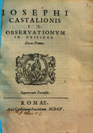 Observationum in criticos : Decas prima