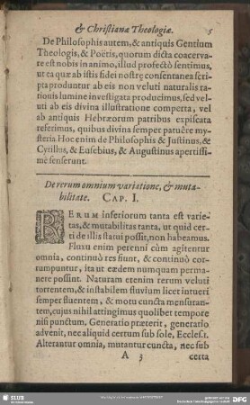 De rerum omnium variatione, & mutabilitate. Cap. I.
