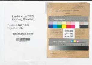 Entnazifizierung Hans Cadenbach , geb. 03.09.1886 (Vermessungsrat)
