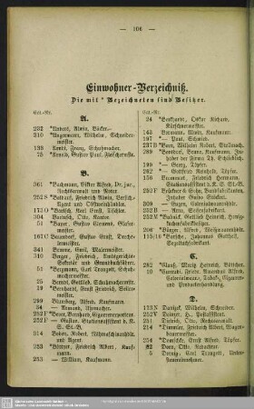 Einwohnerverzeichnis : Einwohner-Verzeichniß
