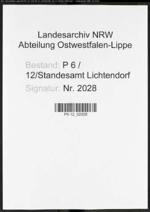 Sterberegister Standesamt Lichtendorf