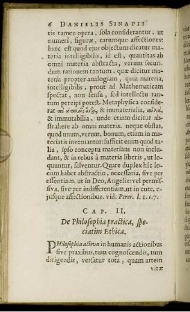 Cap. II. De Philosophia practica, speciatim Ethica.