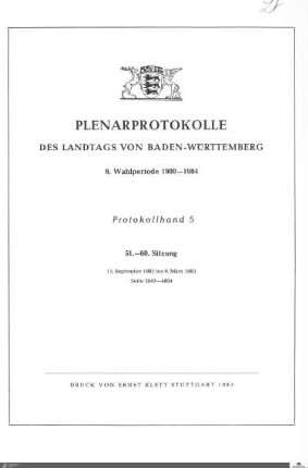 48: Landtag Baden-Württemberg, Protokolle, 1982-1983, Bd. 5