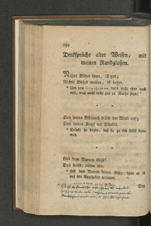 Denksprüche alter Weisen, mit meinem Randgloßen