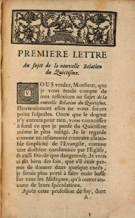 Lettres De M*** À Un Ami Au Sujet De La Relation Du Quiétisme
