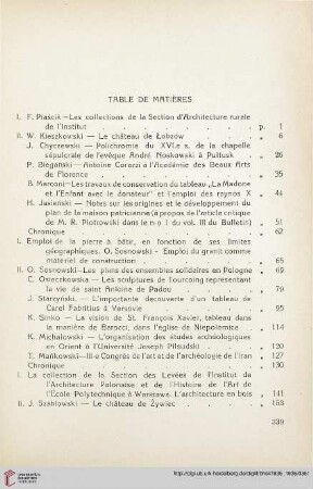 Table de matières