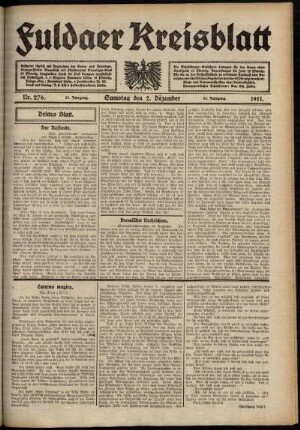 Dritte Ausgabe vom Samstag, den 02. Dezember 1911.