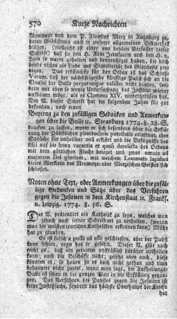 Noten ohne Text, oder Anmerkungen über die zufällige Gedanken und Sätze über das Verfahren gegen die Jesuiten in dem Kirchenstaat.