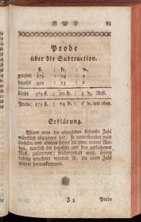 Probe über die Subtraction.