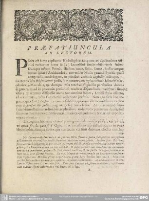 Praefatiuncula Ad Lectorem