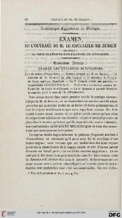 Troisième article: Examen des dynasties égyptiennes