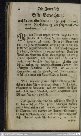 Erste Betrachtung enthält eine Einleitung zur Hauptsache, und zeigt die Ordnung der folgenden Betrachtungen an