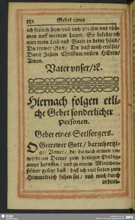 Hiernach folgen etliche Gebete sonderlicher Personen