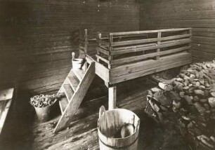 Finnland. Inneres einer Sauna, des typischen Dampfbades