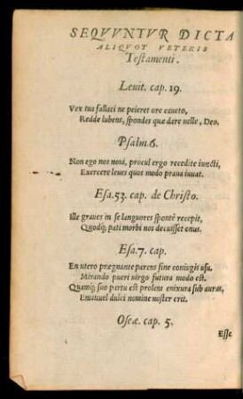 Sequuntur Dicta Aliquot Veteris Testamenti.