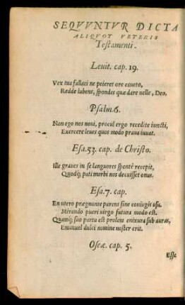 Sequuntur Dicta Aliquot Veteris Testamenti.