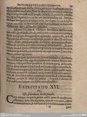 Exercitatio XVI. De Usu glandulae lachrymalis.