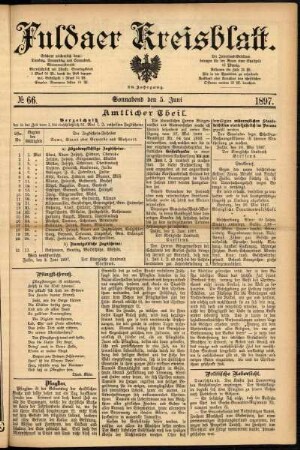 Erste Ausgabe vom Samstag, den 05. Juni 1897.
