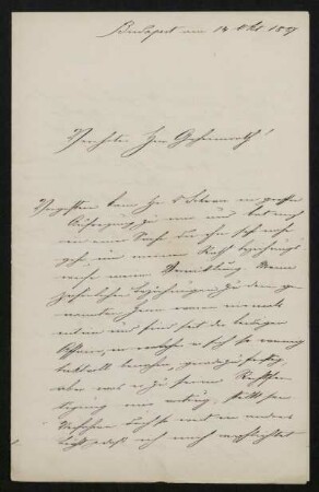 Bl. 1-5: Brief von Michael Biermann an Rudolf von Jhering, Budapest, 14.10.1887