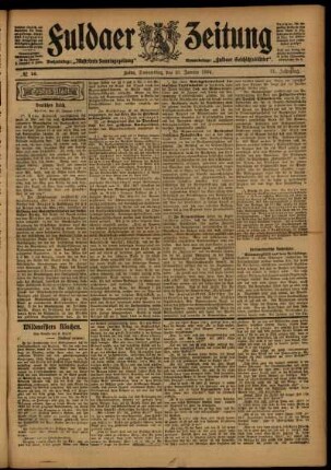 Erste Ausgabe vom Donnerstag, den 21. Januar 1904.
