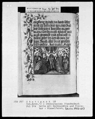 Deutsches Gebetbuch (Waldburg-Gebetbuch) — Himmelfahrt, Folio 91verso