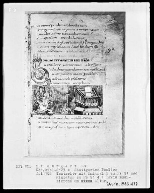 Der Stuttgarter Bibelpsalter — David als Psalmist, Folio 108recto