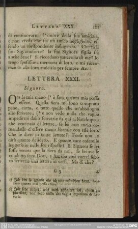 Lettera XXXI. Signora