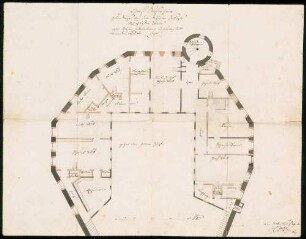 "Groß Sachsenheim. Grundriß von dem daßigen Schloß deß Ersten Stocks wie solcher wohnbarer eingerichtet werden könte. 1788"